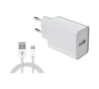 DLH - Adaptateur secteur - 12 Watt - 2.4 A (USB) - sur le câble : Lightning - blanc