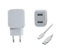 DLH Adaptateur secteur DY-AU2552W - 12 Watt - 2,4 A - 2 connecteurs de sortie USB-C