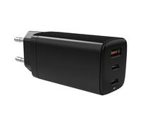 DLH - Adaptateur secteur - GaN - CA 100/240 V - 65 Watt - connecteurs de sortie : 3 - noir