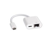 DLH Adaptateur USB-C vers RJ45 Gigabit Ethernet + USB-C PD 100W, USB 3.2 Gen 1, 1x RJ45, 1x USB-C, Dimensions 40x200x15mm, 25g