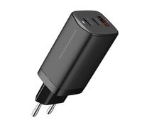 DLH Alimentation secteur USB-C GaN 65W avec 2x USB-C et 1x USB-A - Livré avec câble USB-C 1,8m, Intérieure, Secteur, 20 V, 1,8 m, Noir DY-AI4800