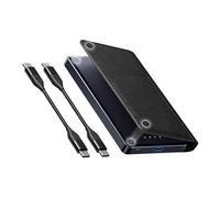DLH - Banque d'alimentation - porte-cartes folio - 5000 mAh - 12 Watt - 2.4 A (USB-C) - sur le câble : Lightning, USB-C - noir