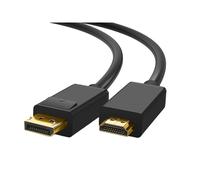 DLH Câble Displayport (M) vers HDMI (M) - Longueur 2m - Noir - 4K/30Hz - Connecteurs plaqués or, 2 m, DisplayPort, HDMI, Mâle, Mâle, Droit DY-TU3569B