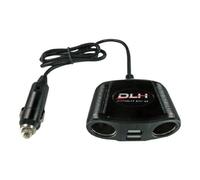 DLH Chargeur multiprise pour voiture avec 2 prises allume-cigare et 2 ports USB 12/24V 2A DYWU945 noir