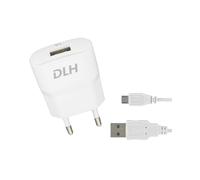 DLH Chargeur Secteur USB 5W DY-AU1870 avec Câble Micro-USB, 1 Port USB 2.0, 5V/1A, Blanc, Alimentation Secteur, Compatibilité Universelle