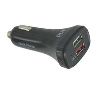 DLH Chargeur voiture USB-A Quick Charge 3.0 livre avec cable USB-C et cable micro USB. 2 ports USB dont 1 port QC Qualcomm 3.0.