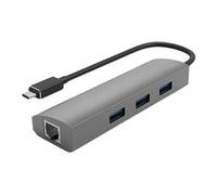 DLH Energy – Concentrateur (hub) DY-TU5077 – 3x USB 3.2 Gen 1 Type-C, Ethernet 10/100/1000, Gris