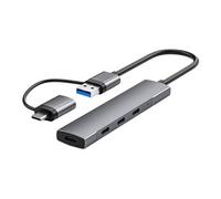DLH Energy Concentrateur DY-TU4995 – USB-C/USB-A (M) vers 4× USB-C (F) USB 3.2 Gen 1 Argent