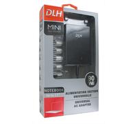 DLH Energy Chargeur secteur Mini 90W, 8 connecteurs, compatible Lenovo, Dell, HP, Acer