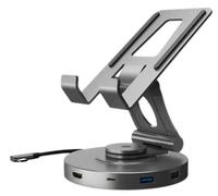 DLH DY-SA5120 Station d'accueil USB-C pour Tablette/Smartphone Gris Aluminium, HDMI 4K 60Hz, USB-C 3.2 Gen 1 5Gbps, Passthrough 65W, Lecteur SD/Micro SD.