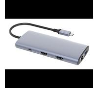 DLH DY-SA5375 Station d'accueil USB-C 4K double affichage - 2x HDMI 4K/60Hz, 2x USB-C 3.2 Gen 2 10Gbps, USB-A 10/5Gbps, Gigabit Ethernet, Lecteur SD/MicroSD