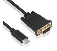 DLH DY-TU4744 : Câble Adaptateur USB Type-C vers VGA (D-Sub) 1.8m, Résolution 1080p/60Hz, Contacts Plaqué Or, Noir, Conforme CE/RoHS