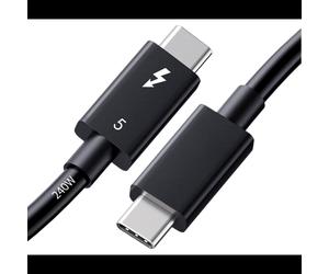 DLH DY-TU5505B Câble Thunderbolt 5 USB-C Mâle/Mâle 1m 120Gbit/s 240W Support Résolution 1x16K/2x8K E-Mark Noir