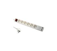 DLH Energy Multiprise DY-WU2941W 6 prises + 2 USB 3680 W avec interrupteur cordon 1,4 m blanc