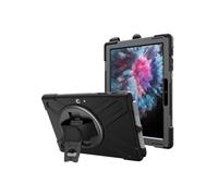 DLH Étui Renforcé Anti-chocs Noir pour Microsoft Surface Go 2 / Go 3 avec Poignée Rotative, Bandoulière & Pied Support, 2 Positions, 260g, DY-RC4434