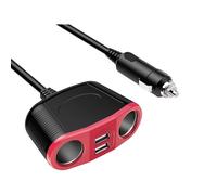 DLH Chargeur multiprise pour voiture avec 2 prises allume-cigare et 2 ports USB 12/24V 2A DYWU945 noir