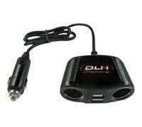 DLH - Séparateur galvanique + adaptateur d'alimentation de voiture - 150 Watt - 4 connecteurs de sortie (2 x USB, 2 x allume-cigares d'automobile) - noir Noir G