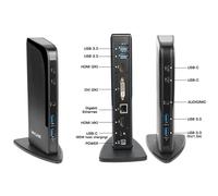 DLH Station d'accueil universelle USB-C et USB-A triple affichage avec Power Delivery 65W, Station d'accueil, 65 W, 10,100,1000 Mbit/s, Noir, Toutes m