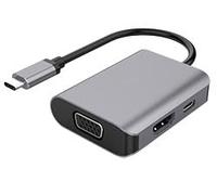 DLH ADAPTATEUR USB-C VERS HDMI ou VGA, 3840 x 2160 pixels, RoHS, CE, Noir, Argent, Aluminium, 42 g, 50 g DY-TU4212