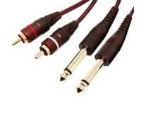 Dlh western Double câble audio TS vers double RCA 1,8 m, adaptateur stéréo plaqué or pour table de mixage et haut-parleurs