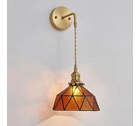 DLHH Applique Murale Tiffany Vintage en Laiton, Lampe Murale Suspendue en Fil doré avec Abat-Jour en Verre à Motif d'eau, luminaire de décoration intérieure Moderne et rétro pour chambr