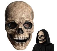 Dlishka Halloween D'Masques D'Hommes Effrayants,Masque De CrâNe Complet Avec MâChoire Mobile,Casque RéAliste En Latex Pour Adultes,TêTe De Squelette Effrayante Et Support RéGlable. (CrâNe Jaune)