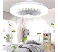 Dlishka Ventilateur De Plafond Avec LumièRe Led Silencieux,10in Plafonnier Led Design Moderne Avec TéLéCommande, 3 Vitesses + 3 Couleurs, Ventilateur Sans Pale Pour Chambre Et Salon