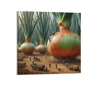 DLJGDS Illustration créative d'un champ d'oignon géant et végétal - Impression sur toile - Décoration murale moderne pour chambre à coucher - 30 x 30 cm