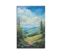 DLJGDS Impression sur toile avec forêt et chemin de terre sous un ciel bleu - Impression sur toile - Décoration murale moderne pour chambre à coucher - 60 x 90 cm