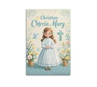 DLJGDS Impression sur toile représentant Maria chrétienne avec colombes et croix - Décoration murale moderne pour chambre à coucher - 50 x 75 cm