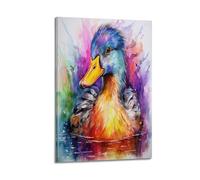 DLJGDS Impression sur toile représentant un canard aquatique coloré - Décoration murale moderne pour chambre à coucher - 50 x 75 cm