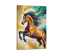 DLJGDS Impression sur toile représentant un cheval abstrait aux couleurs fluides - Décoration murale moderne pour chambre à coucher - 20 x 30 cm