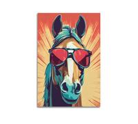 DLJGDS Impression sur toile représentant un cheval élégant avec des nuances teintées, rétro et minimaliste - Décoration murale moderne pour chambre à coucher familiale - 60 x 90 cm