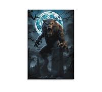 DLJGDS Impression sur toile représentant un loup-garou hurlant sous la pleine lune - 60 x 90 cm