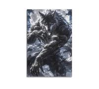 DLJGDS Impression sur toile représentant un loup-garou sous la pleine lune - Art minimaliste - Décoration murale moderne pour chambre à coucher - 40 x 60 cm