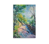 DLJGDS Impression sur toile représentant un paysage aux couleurs vives avec soleil - Chemin éclairé et verdure luxuriante - Affiches murales décoratives pour chambre à coucher familiale (50 x 75 cm)