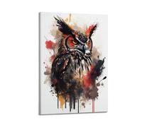 DLJGDS Impression sur toile représentant une chouette aux éclaboussures d'aquarelle rétro - Décoration murale moderne pour chambre à coucher - 20 x 30 cm