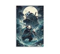 DLJGDS Impression sur toile Simplistic Art of Panda Warriors par Moonlit Stream - Décoration murale moderne pour chambre à coucher - 60 x 90 cm
