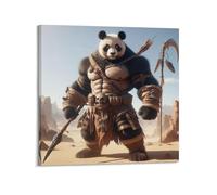 DLJGDS Mighty Panda Warrior with Ancient Gear, féroce et Captivant - Affiches murales décoratives sur toile et décoration moderne pour chambre à coucher familiale (60 x 60 cm)