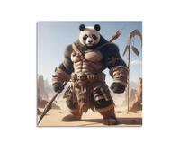 DLJGDS Mighty Panda Warrior with Ancient Gear, féroce et Captivant - Affiches murales décoratives sur toile et décoration moderne pour chambre à coucher familiale (60 x 60 cm)