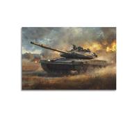 DLJGDS Poster militaire réaliste avec bataille - Char prêt à l'emploi, explosions et oiseaux dans une scène dynamique - Affiches murales décoratives sur toile pour chambre à coucher familiale (30 x 45