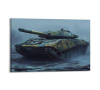 DLJGDS Poster militaire réaliste d'une bataille - Char marqué intense et dramatique pour les amateurs de peinture sur toile murale moderne pour chambre à coucher (60 x 90 cm)