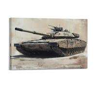 DLJGDS Poster militaire réaliste d'une bataille - Char prêt à l'emploi, idéal pour les passionnés, esthétique brutaliste, décoration murale sur toile, décoration murale moderne pour chambre à coucher