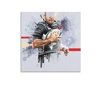 DLJGDS Poster mural décoratif sur toile de rugby à l'aquarelle pour chambre à coucher - 30 x 30 cm