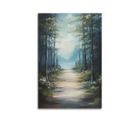 DLJGDS Toile murale décorative sur toile avec chemin de forêt sereine menant à l'eau tranquille sous un ciel doux et éclairé - Décoration murale moderne pour chambre à coucher familiale (50 x 75 cm)