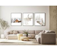 DLKAJFK Ensemble de posters modernes d'hiver sur le thème de la neige, lot de 3 posters de Noël, art imprimé sans cadre, décoration murale pour salon et chambre (Poster-03, 3 pièces - 40 x 60 cm)