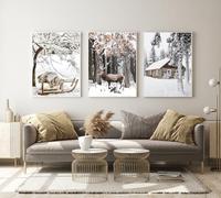 DLKAJFK Images d'hiver modernes de neige, ensemble de 3 posters de Noël, posters d'art imprimés sans cadre, décoration murale salon-chambre (poster-06, 3 pièces-20x30cm)