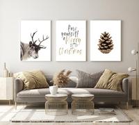 DLKAJFK Images modernes d'hiver et de neige, ensemble de 3 posters de Noël, affiches d'art imprimées sans cadre, décoration murale pour salon et chambre (Poster-01, 3 pièces - 50 x 70 cm)