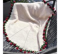 DLKJCX Couverture au Crochet avec Bouquet de Fleurs, Produit Fini, Couverture tricotée Douce et légère, Faite à la Main, Motif Romantique 3D de Roses Rouges(Red Rose,110CM)
