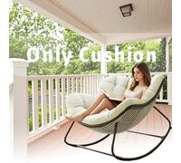 DLLDLGG Coussin De Chaise À Bascule Papasan, Coussin De Chaise Longue en Rotin Et Osier, Coussin Épais avec Attaches pour Patio Véranda Fauteuil À Bascule Royal(Coussin Uniquement)